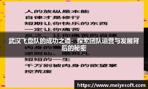 武汉飞盘队的成功之道：探索团队运营与发展背后的秘密
